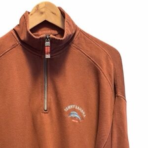 Tommy Bahama Men's Rust Quarter-Zip Sweater